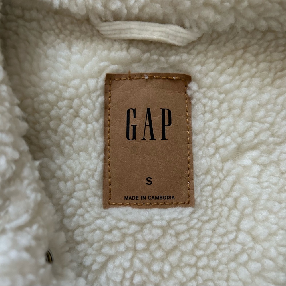 Gap '90s Sherpa Cord Icon Jacket Beige Ivory, Size Small - Picture 5 of 8